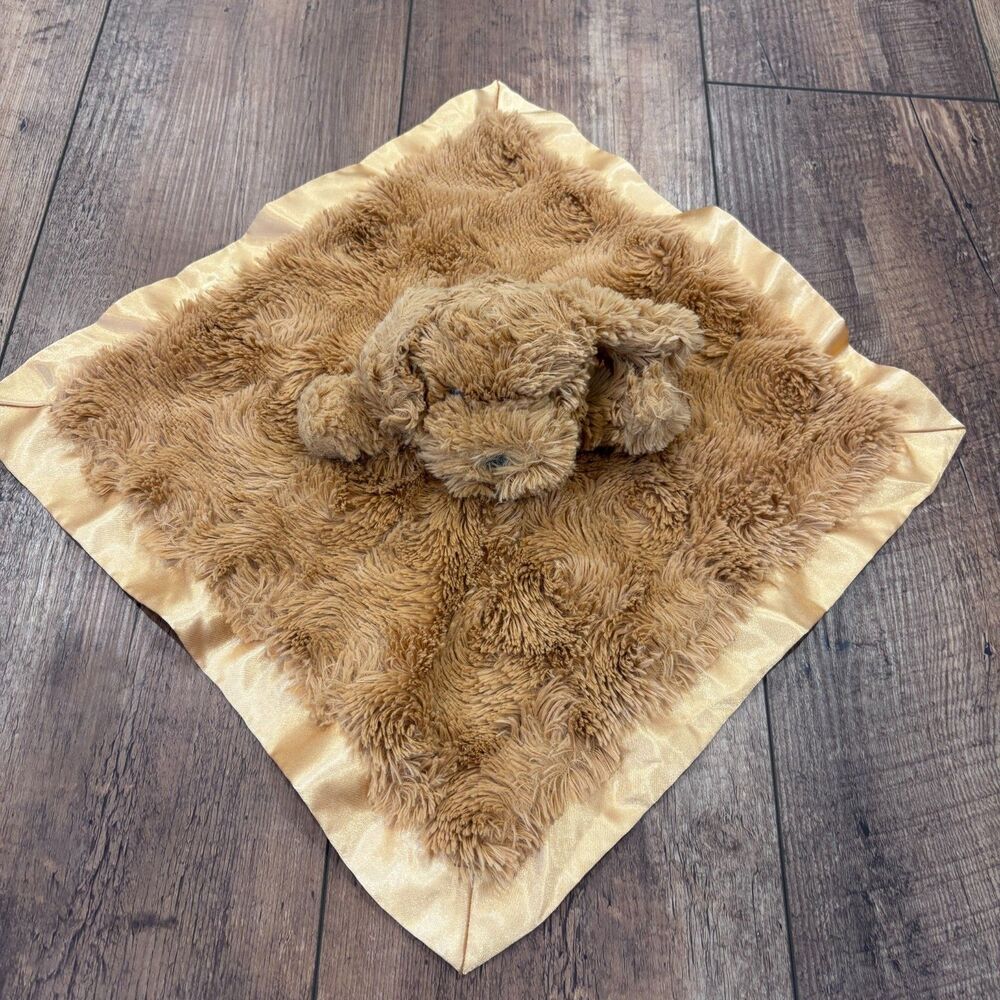 Cloud Island Puppy Dog Lovey Security Blanket Brown Satin Trim Baby 14"x14" EUC - Picture 1 of 5